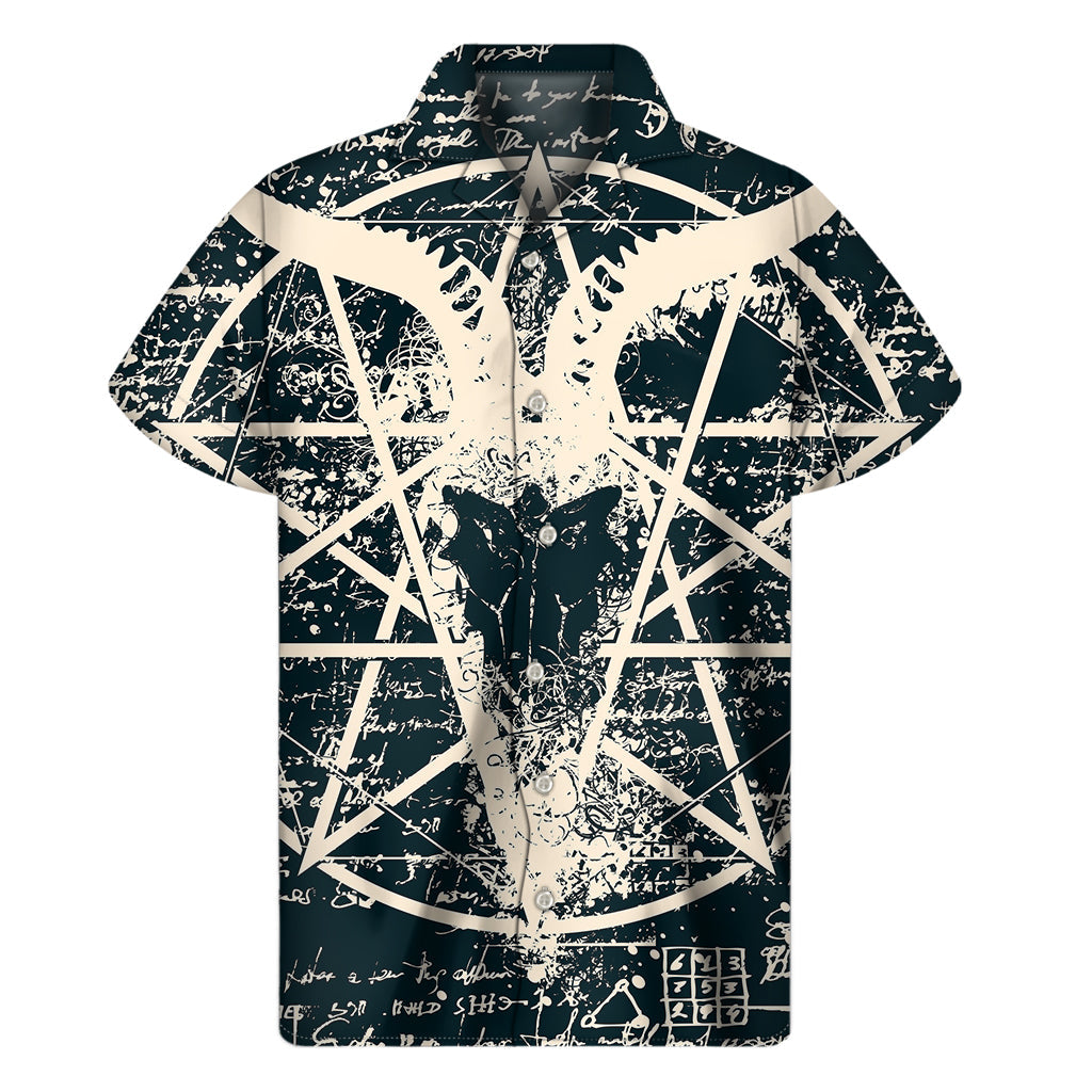 Satanic Goat Skull Symbol Hawaiian Short Sleeve Shirt - 1