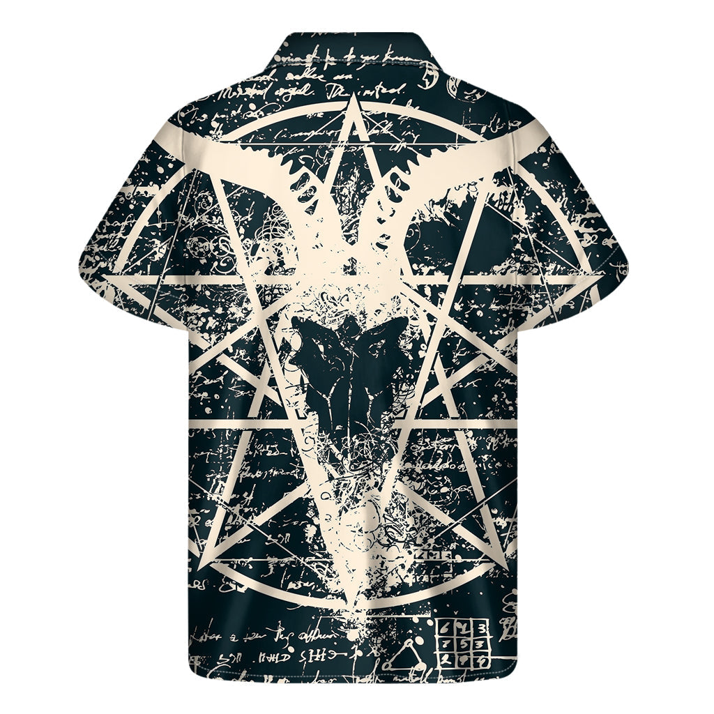 Satanic Goat Skull Symbol Hawaiian Short Sleeve Shirt - 2