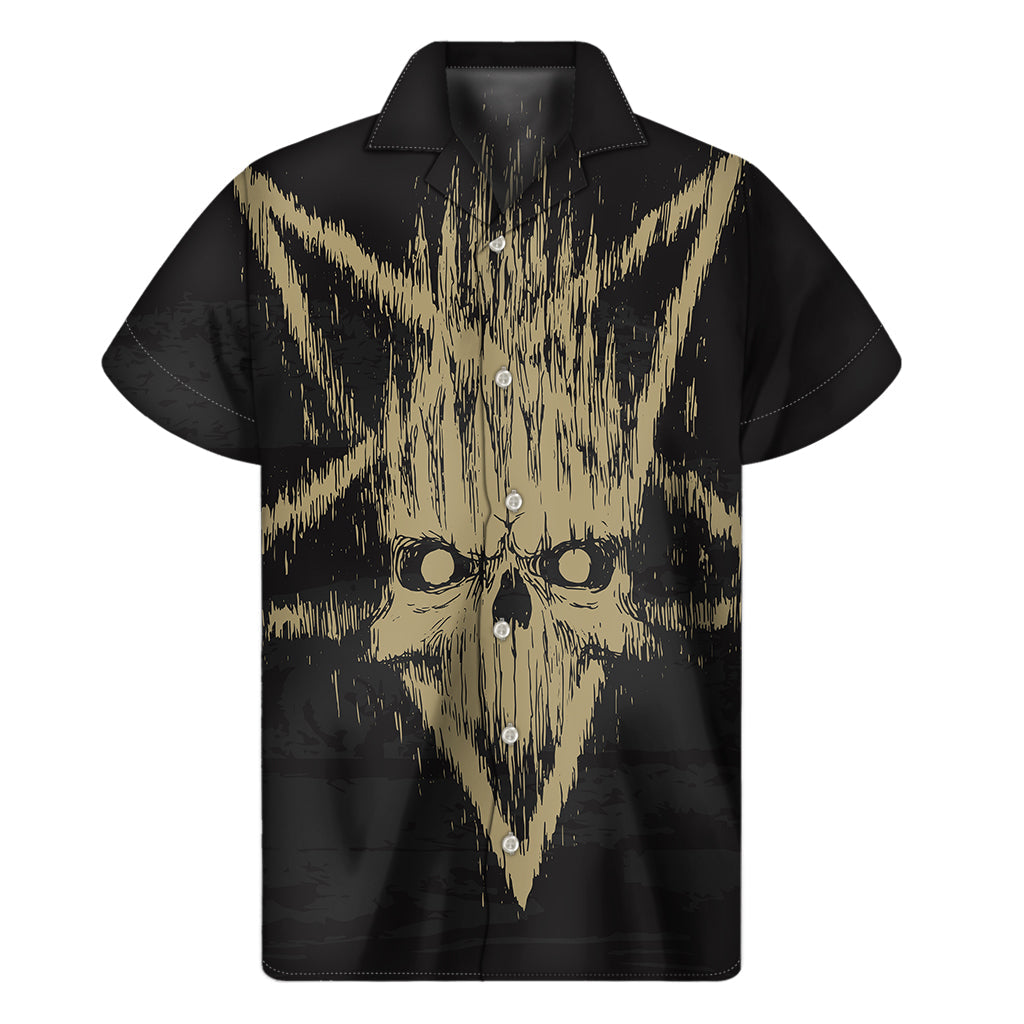 Satanic Pentagram Skull Hawaiian Short Sleeve Shirt - 1