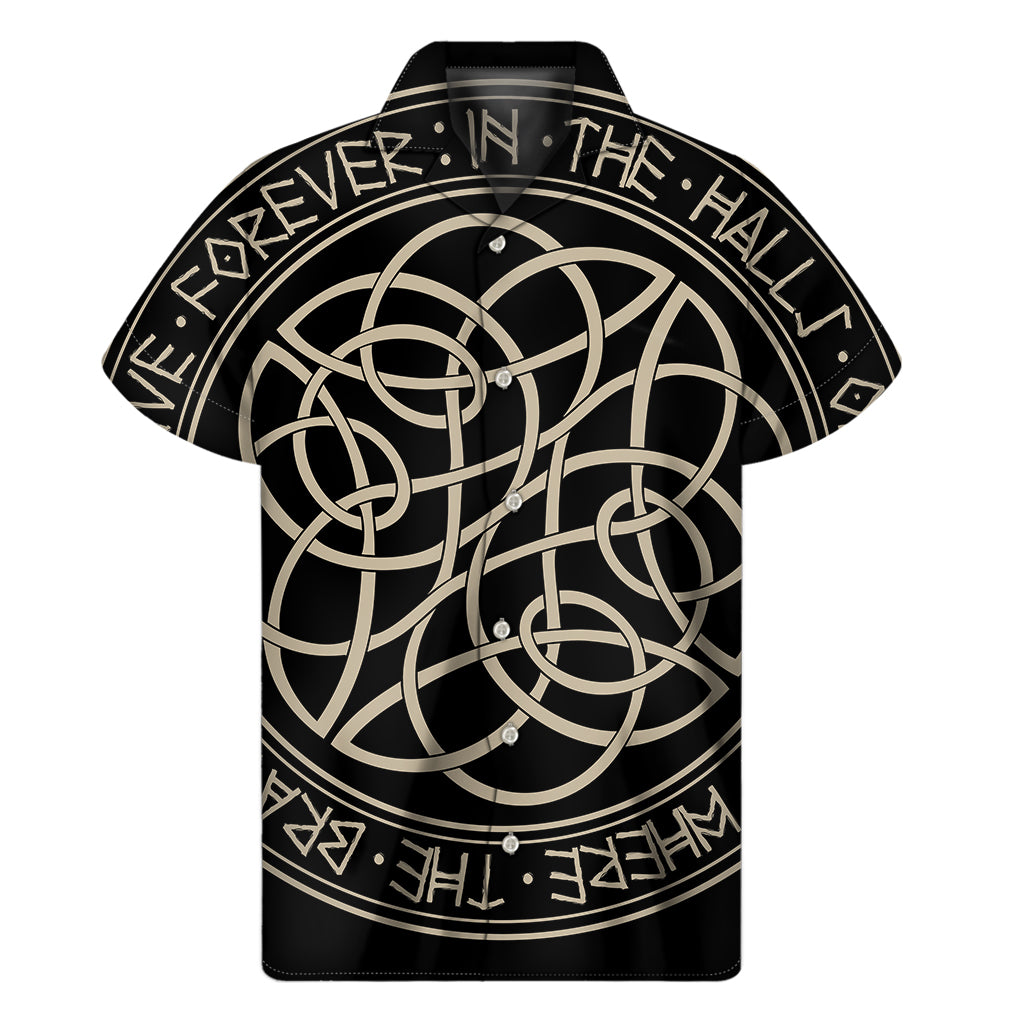 Island Vibes: Hawaiian Short Sleeve Shirt with Scandinavian Viking Symbol Print - 1