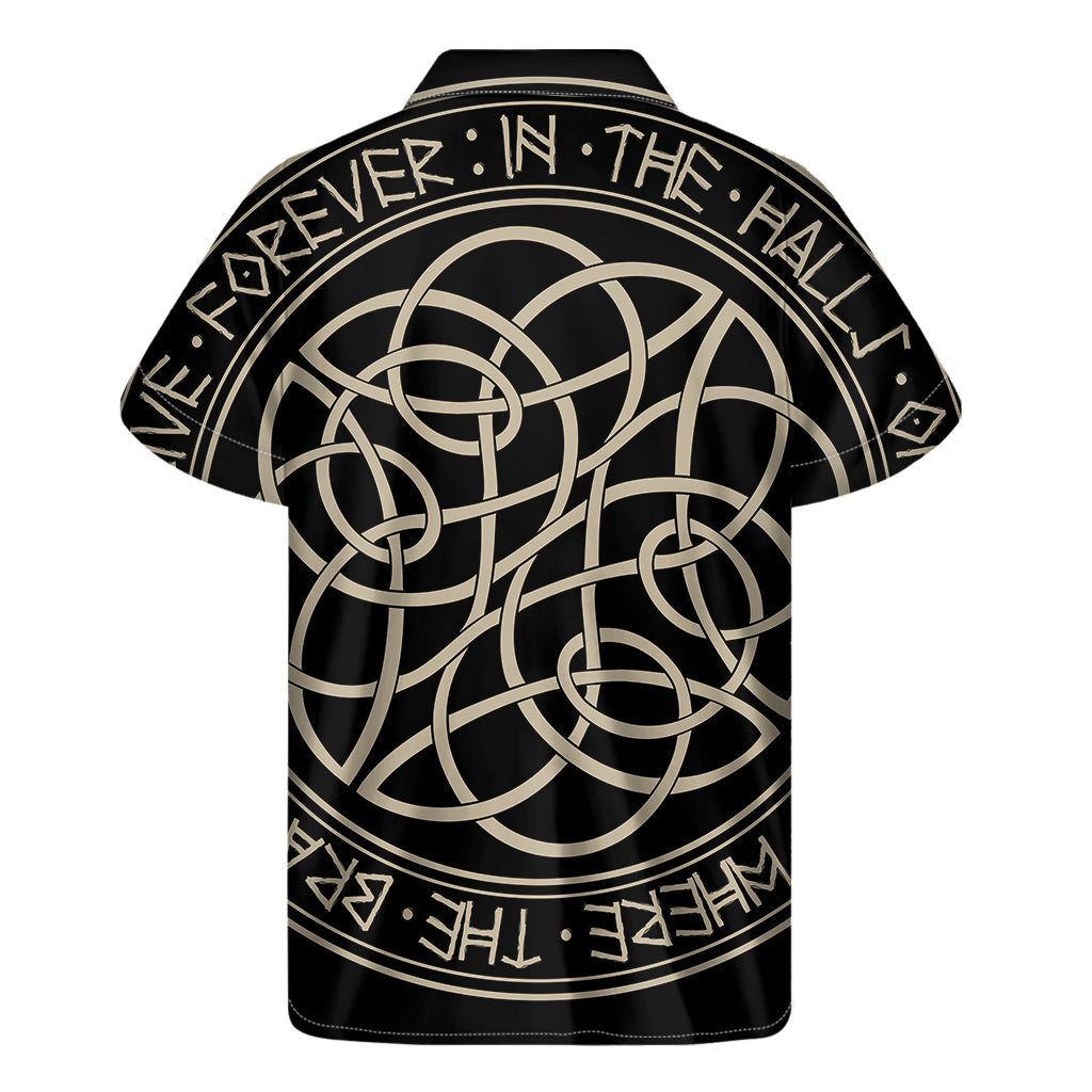 Island Vibes: Hawaiian Short Sleeve Shirt with Scandinavian Viking Symbol Print - 2