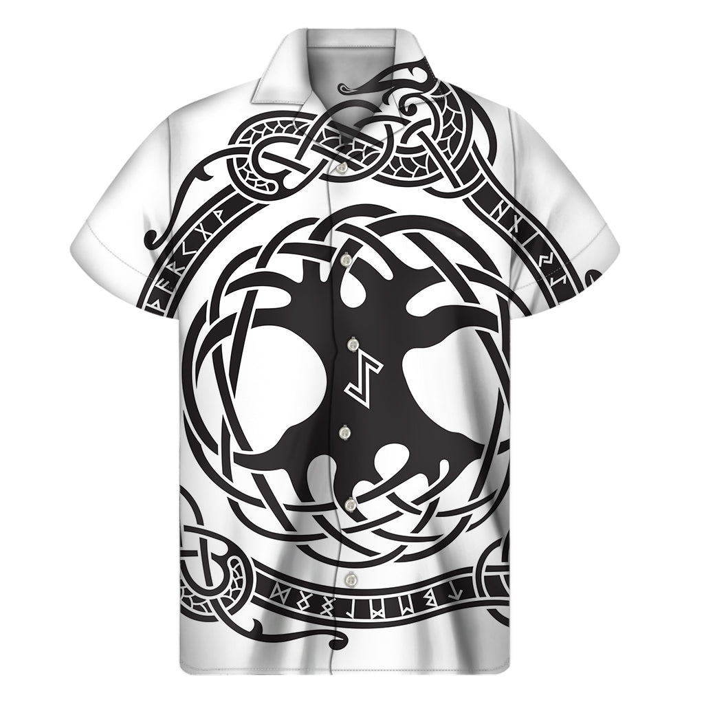 Island Vibes: Hawaiian Yggdrasil Print Short Sleeve Shirt - 1