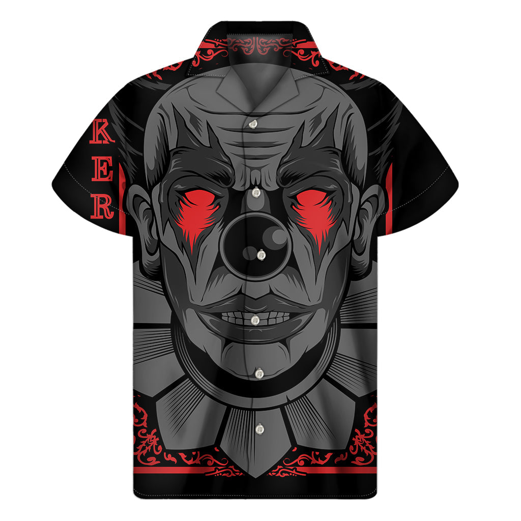 Island Joker: Hawaiian Short Sleeve Shirt with Scary Card Print - 1