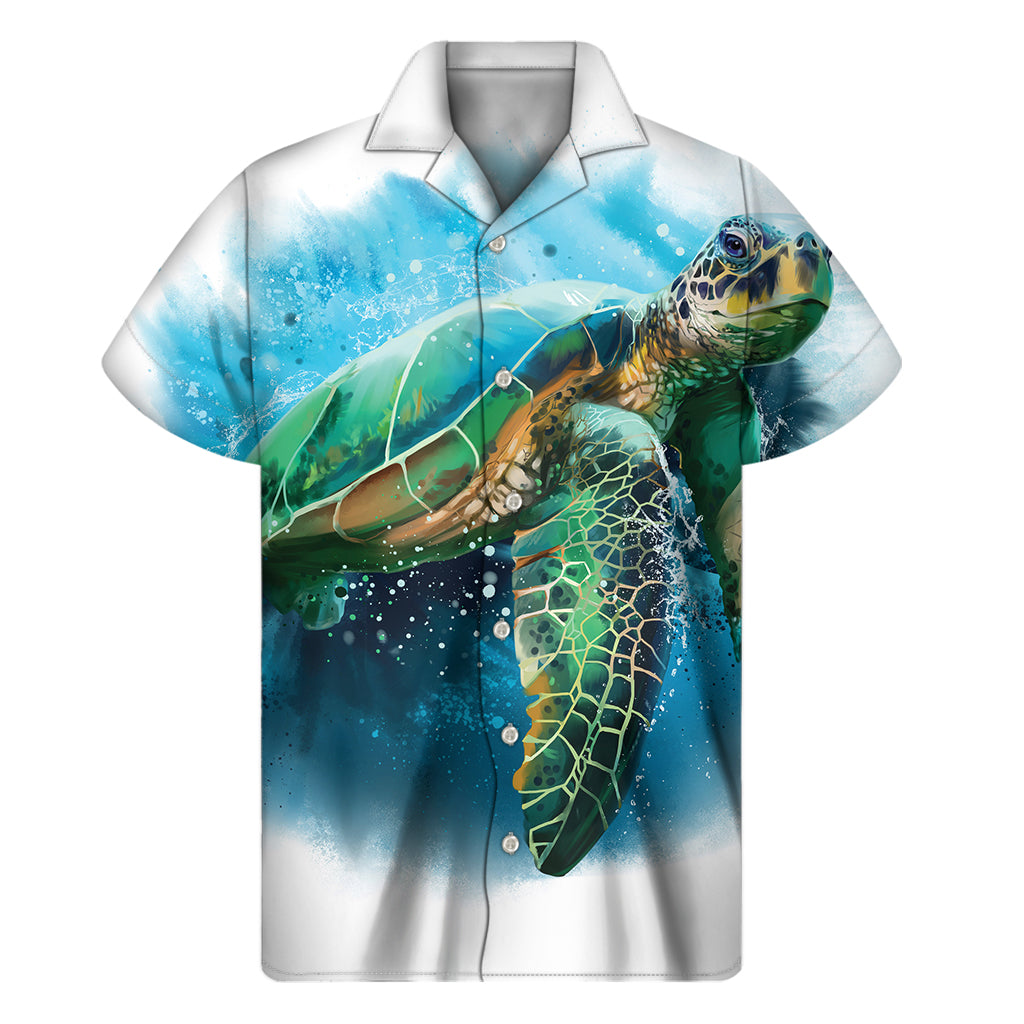 Sea Turtle Paradise: Hawaiian Print Short Sleeve Shirt - 1