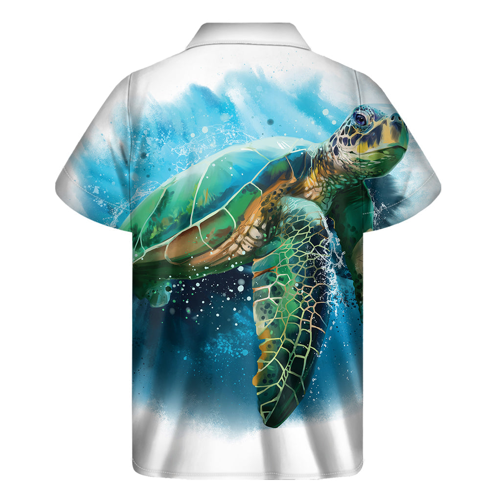 Sea Turtle Paradise: Hawaiian Print Short Sleeve Shirt - 2