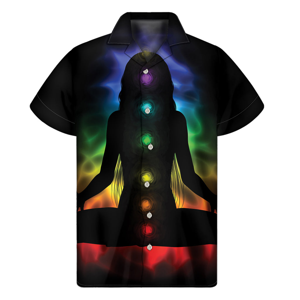 Seven Chakras Aura Print Hawaiian Short Sleeve Shirt - 1
