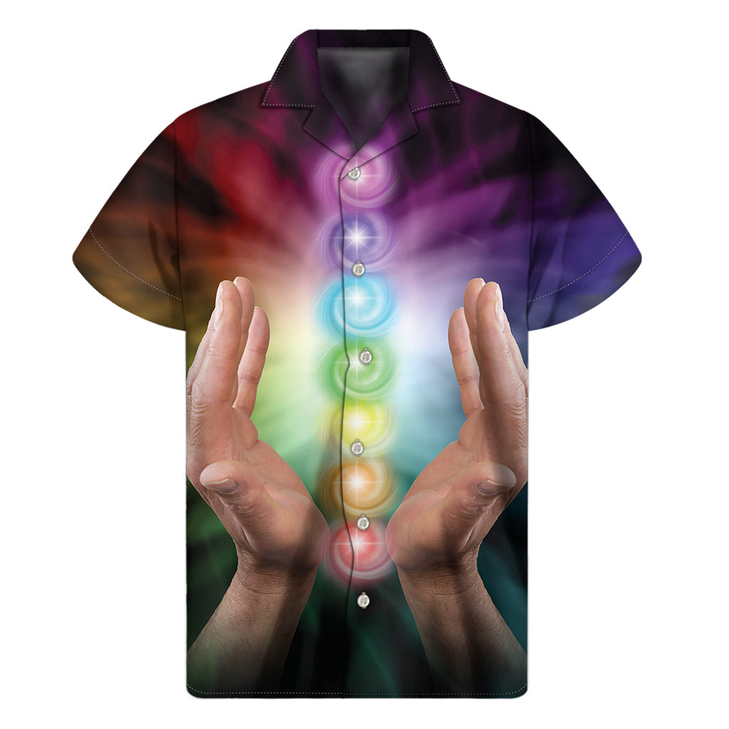 Hawaiian Vibes: Seven Chakras Energy Print Short Sleeve Shirt - 1