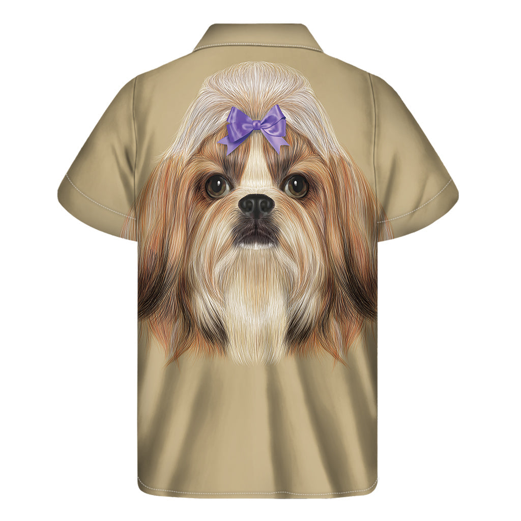 Hawaiian Shih Tzu Portrait Print Short Sleeve Shirt - 2