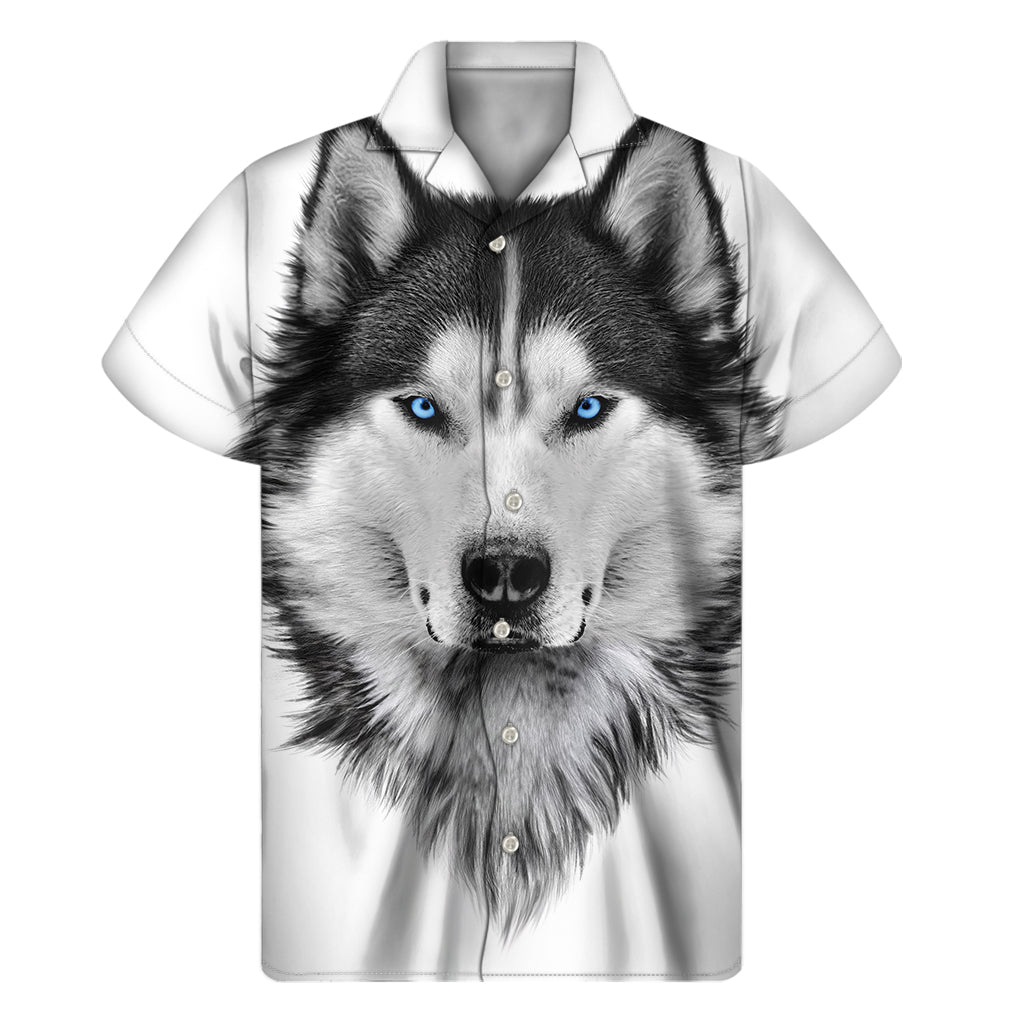 Hawaiian Husky Portrait Men's Short Sleeve Shirt - 1