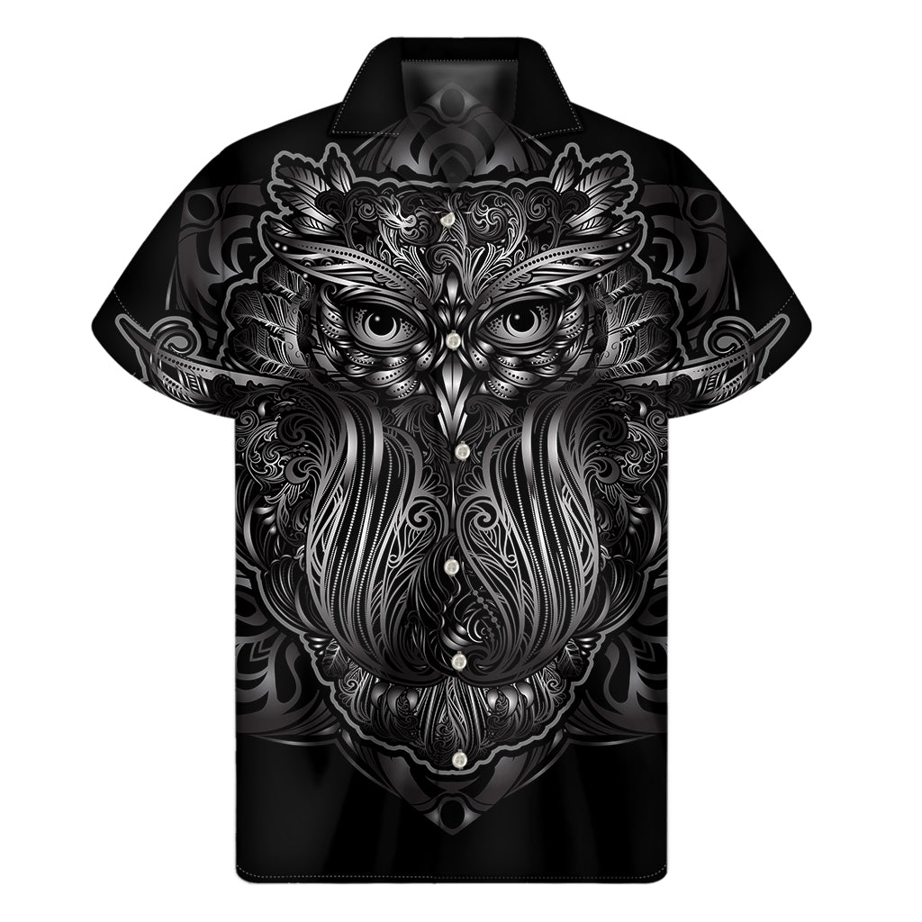 Silver Spiritual Owl Hawaiian Short Sleeve Shirt - Embrace the Aloha Spirit - 1