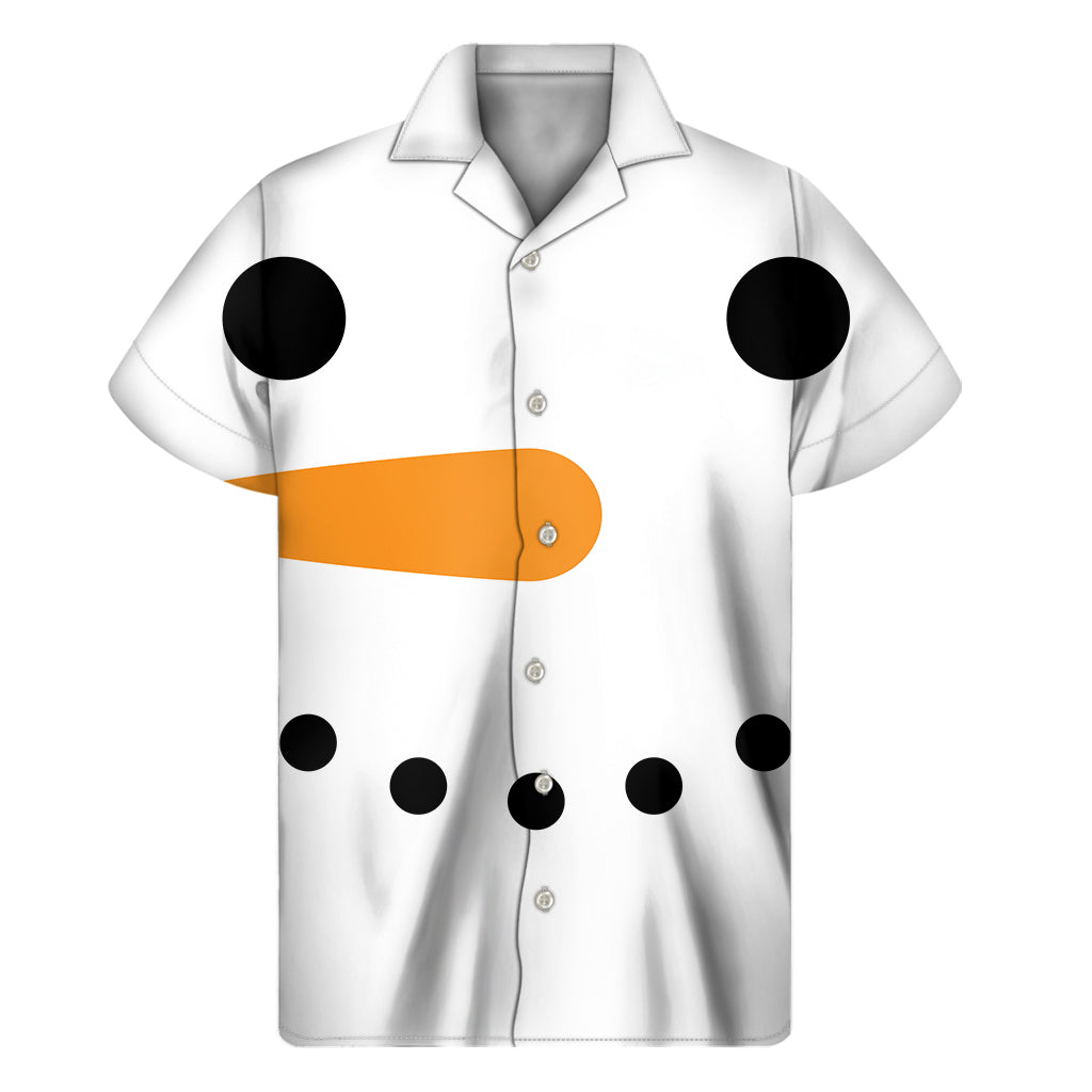 Hawaiian Snowman Face Print Short Sleeve Shirt - 1