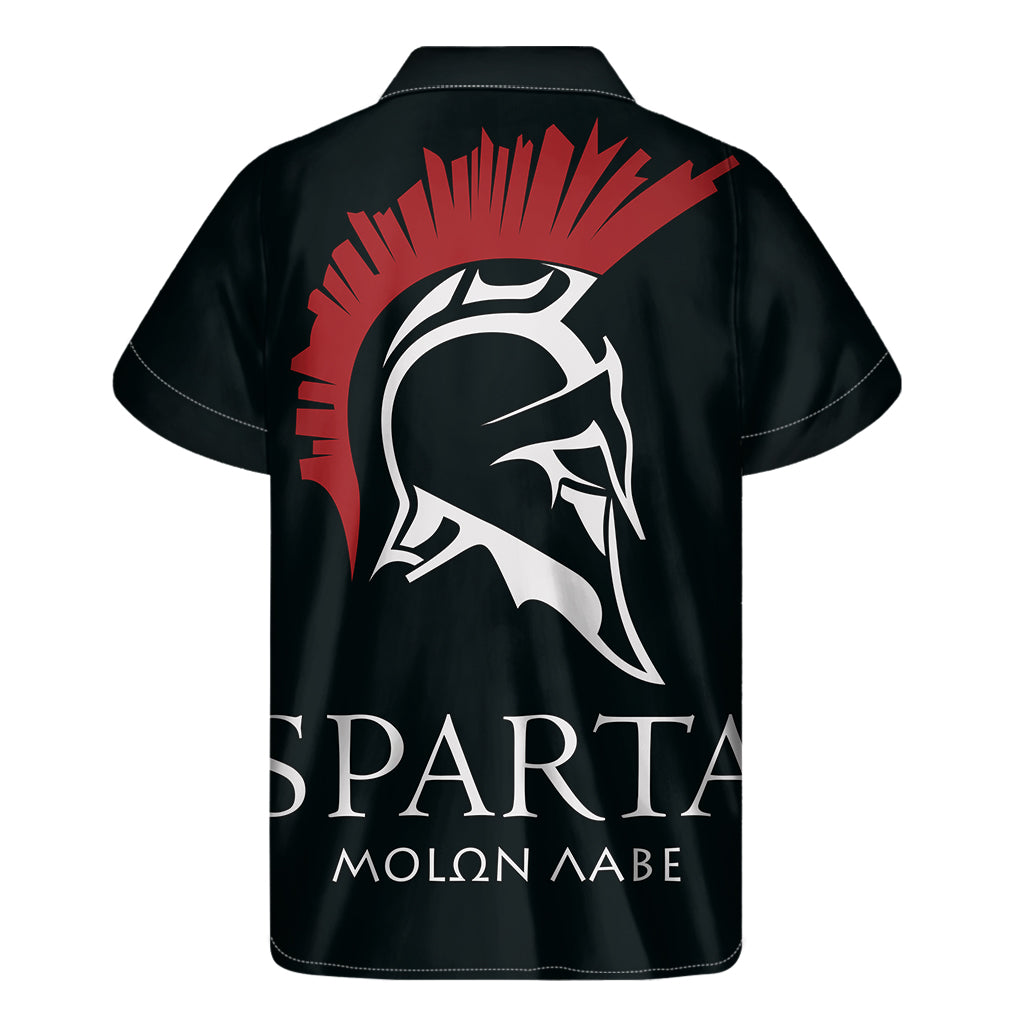 Island Warrior: Hawaiian Short Sleeve Shirt with Spartan Molon Labe Print - 2