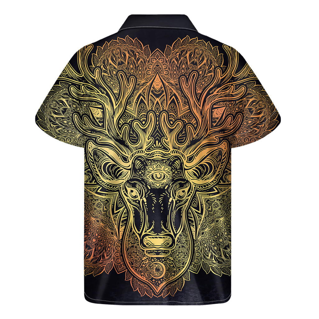 Island Vibes: Hawaiian Deer Mandala Print Short Sleeve Shirt - 2