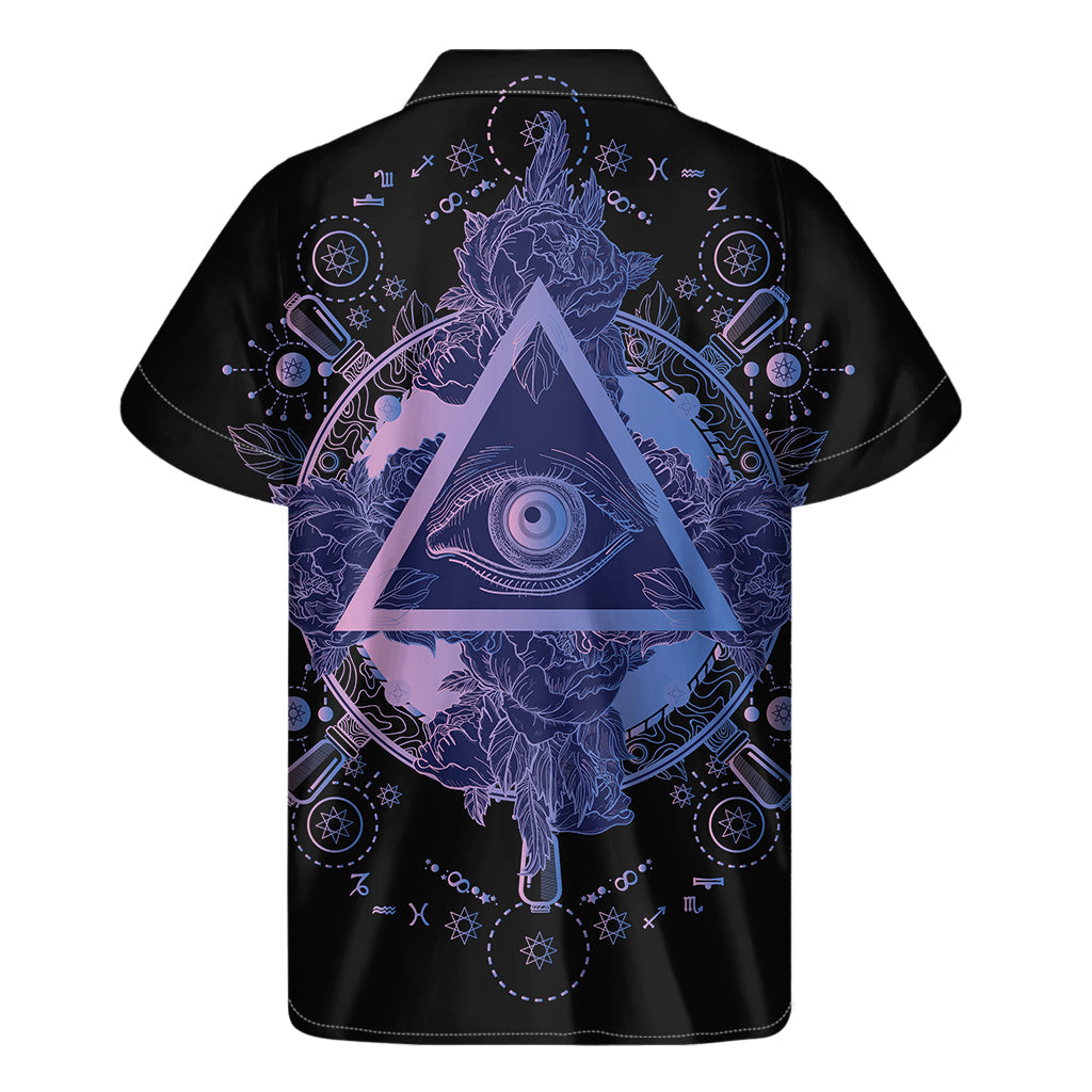 Island Vibes: Hawaiian Short Sleeve Shirt with Spiritual Eye of Providence Print - 2