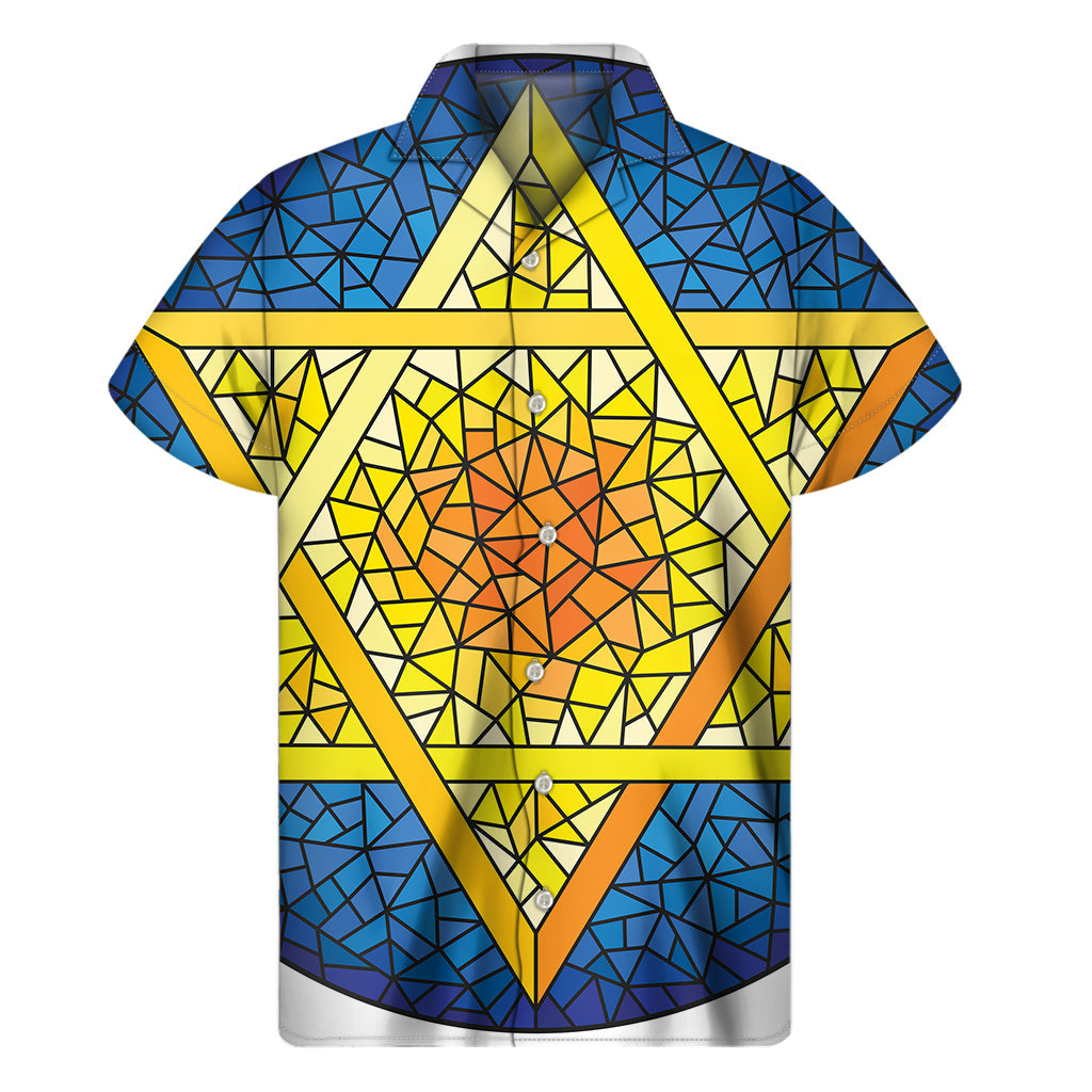 Stunning Stained Glass Star of David Hawaiian Short Sleeve Shirt - 1