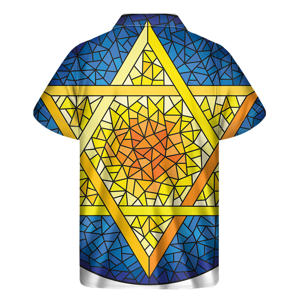Stunning Stained Glass Star of David Hawaiian Short Sleeve Shirt - 2