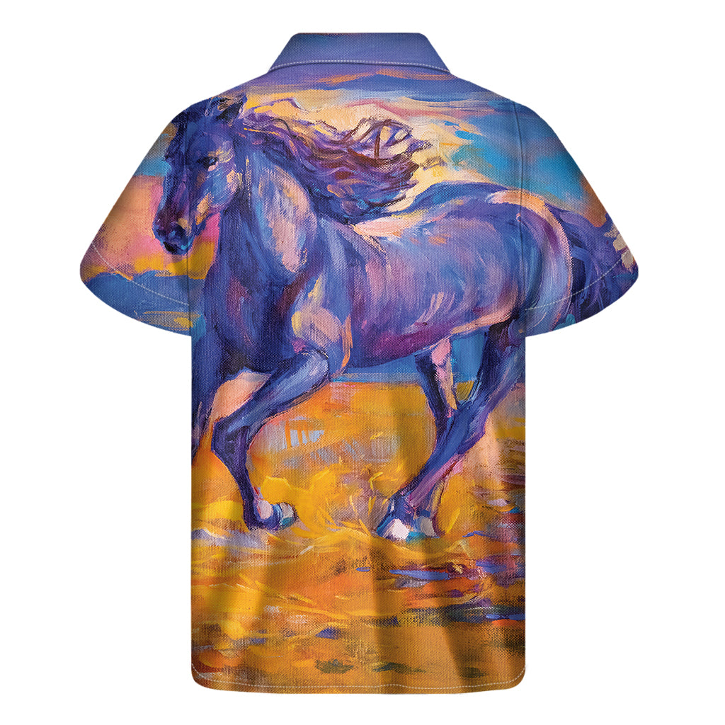 Sunset Horse Painting Print Hawaiian Shirt - 2