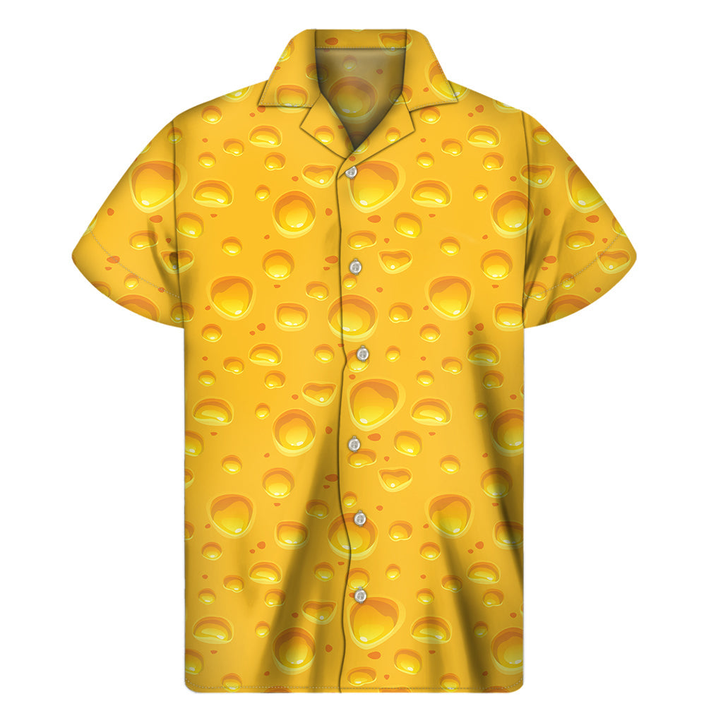 Cheese Print Hawaiian Mens Short Sleeve Shirt - 1