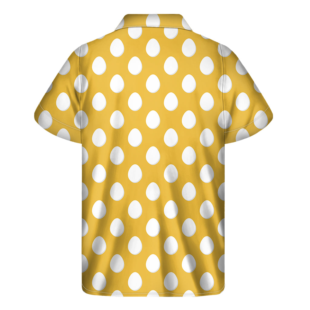 Egg-cellent Hawaiian Style: Men's Yellow Eggs Pattern Print Short Sleeve Shirt - 2