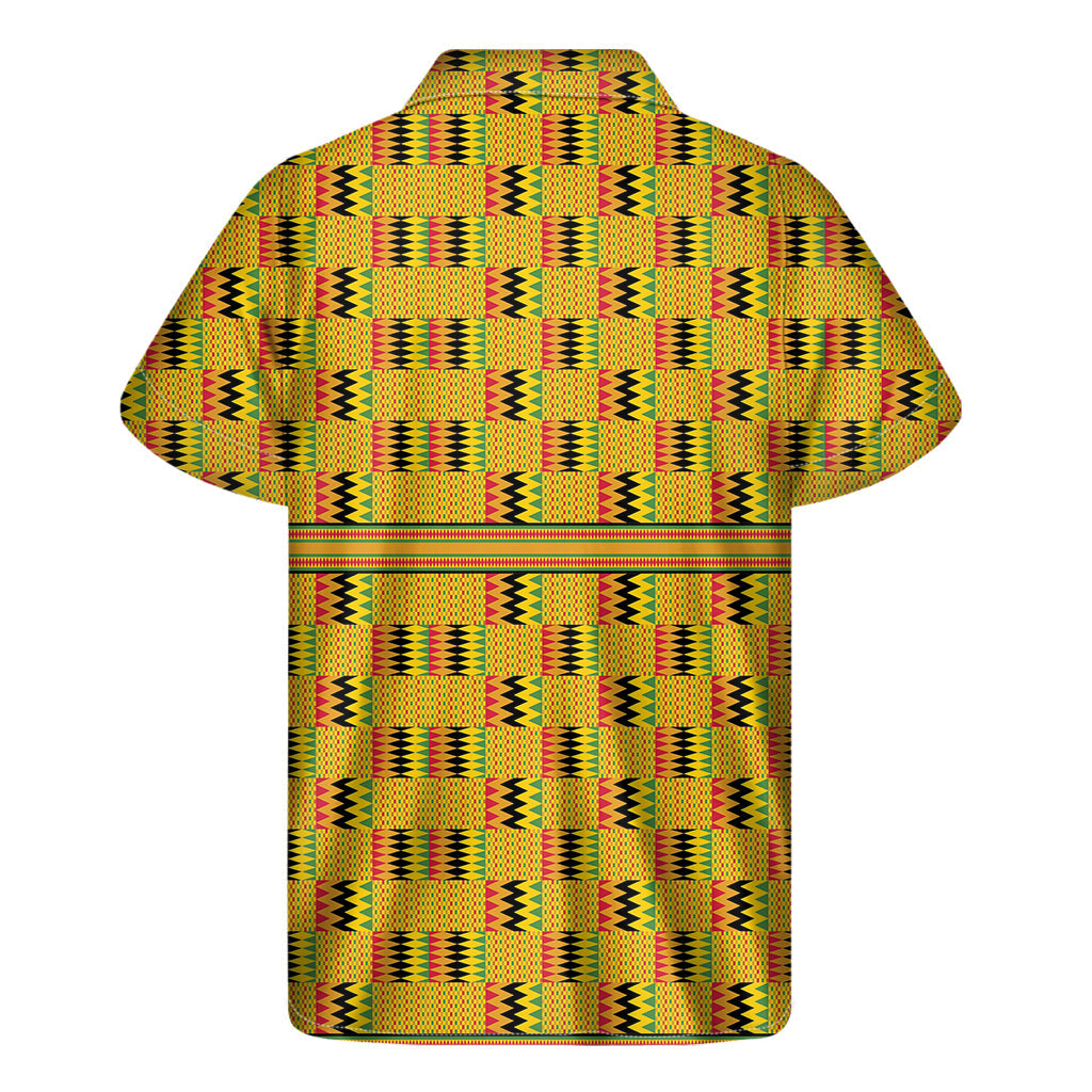 Yellow Kente Print Hawaiian Short Sleeve Shirt - 2