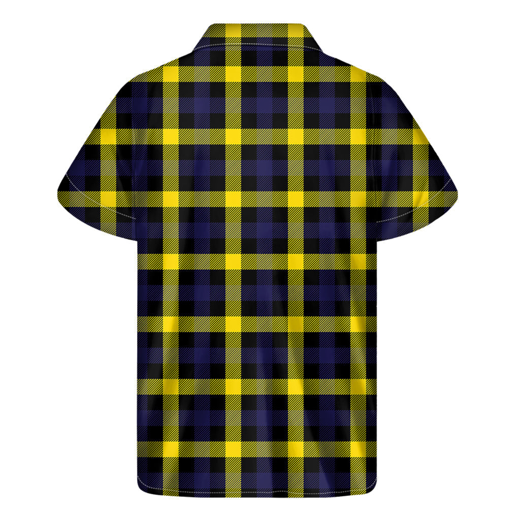 Yellow, Navy, and Black Plaid Hawaiian Short Sleeve Shirt - 2