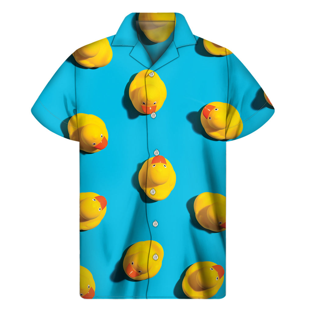 Sunny Days in Paradise: Hawaiian Rubber Duck Print Short Sleeve Shirt - 1