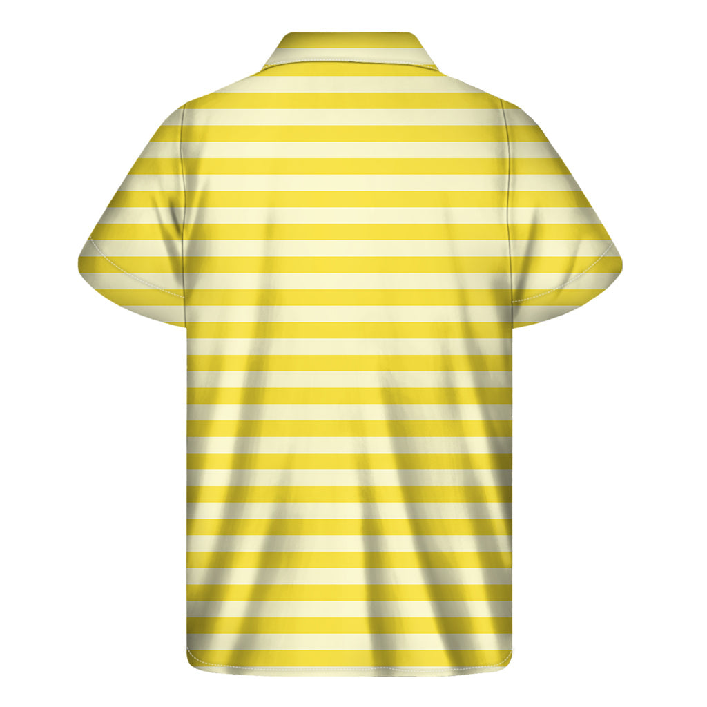 Bring the Aloha Spirit with This Yellow Striped Pattern Hawaiian Short Sleeve Shirt - 2
