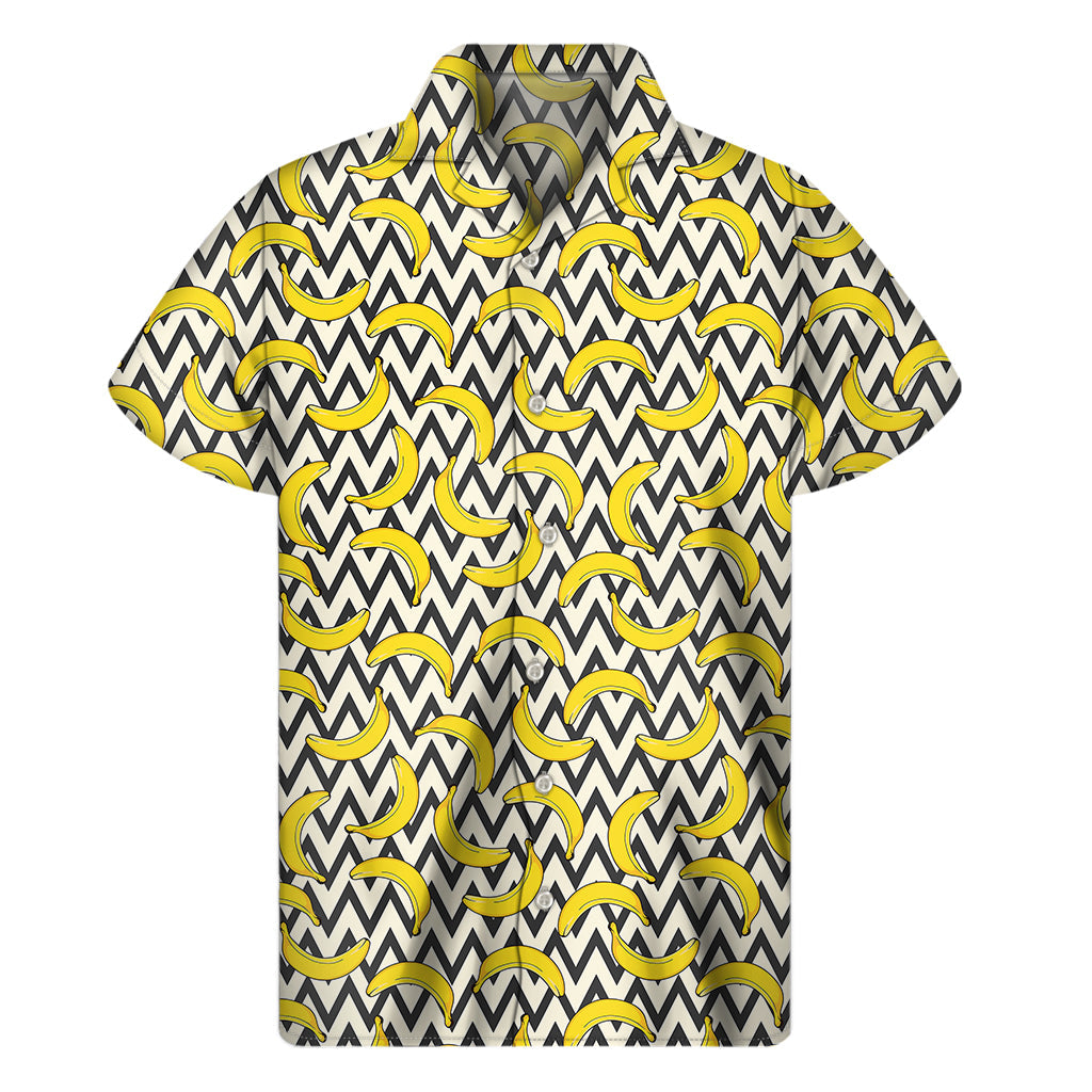 Island Vibes: Zigzag Banana Pattern Hawaiian Short Sleeve Shirt - 1