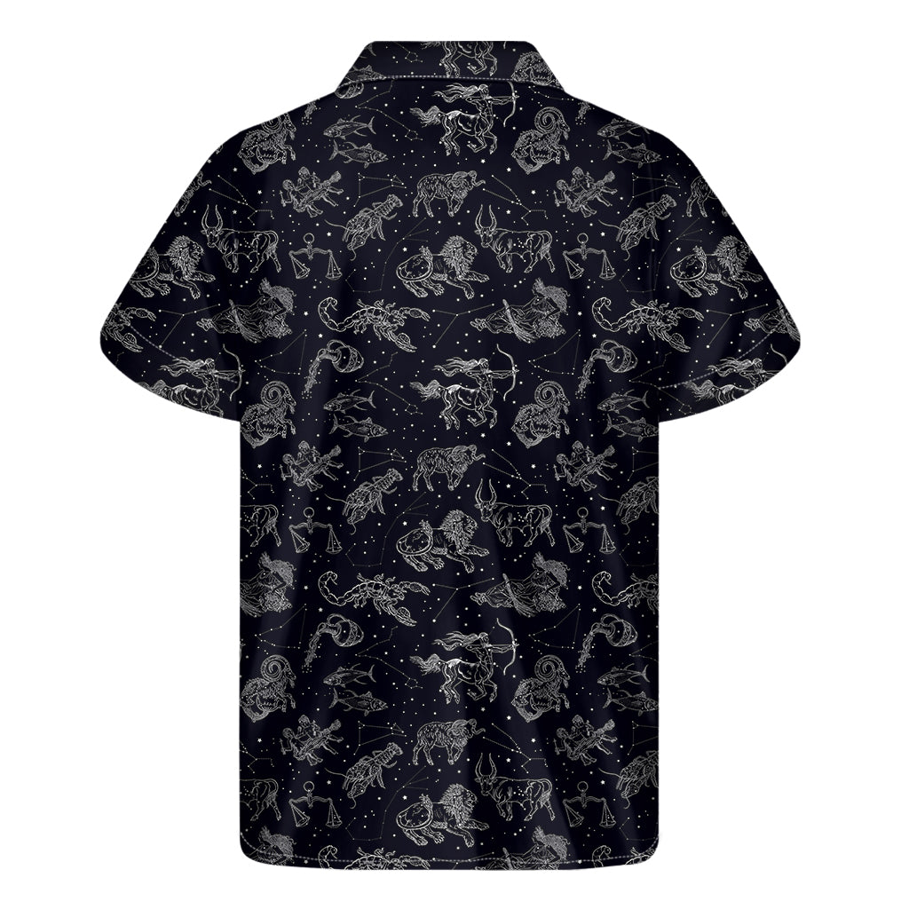 Island Starlight: Men's Hawaiian Short Sleeve Shirt with Zodiac Constellation Print - 2