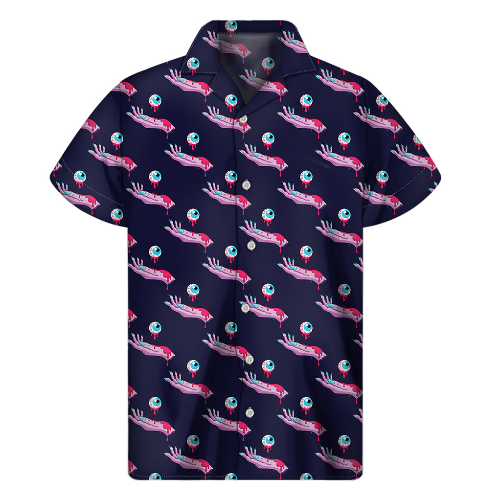 Sunny Days in Paradise: Hawaiian Zombie Eyeball Pattern Short Sleeve Shirt - 1