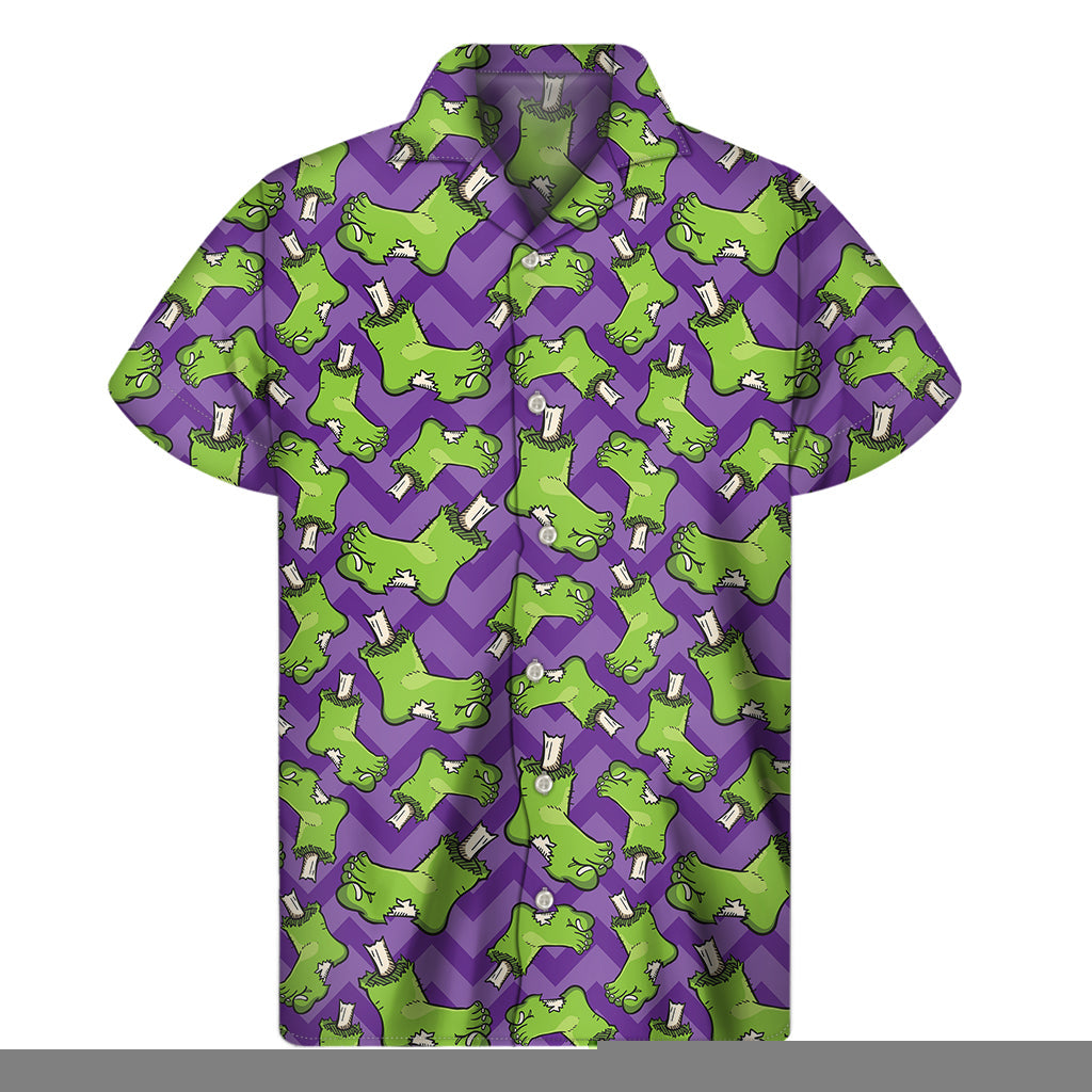 Undead Luau: Zombie Foot Pattern Hawaiian Short Sleeve Shirt - 1