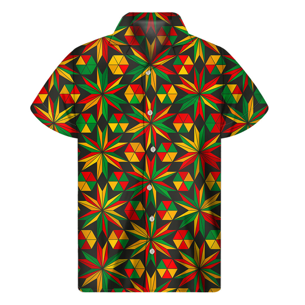Reggae Vibes: Abstract Geometric Hawaiian Men's Short Sleeve Shirt - 1