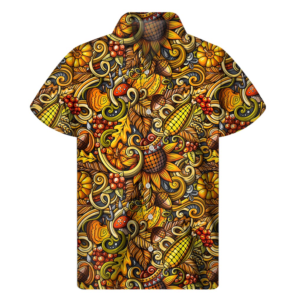 Sun-Kissed Aloha: Abstract Sunflower Pattern Hawaiian Short Sleeve Shirt - 1