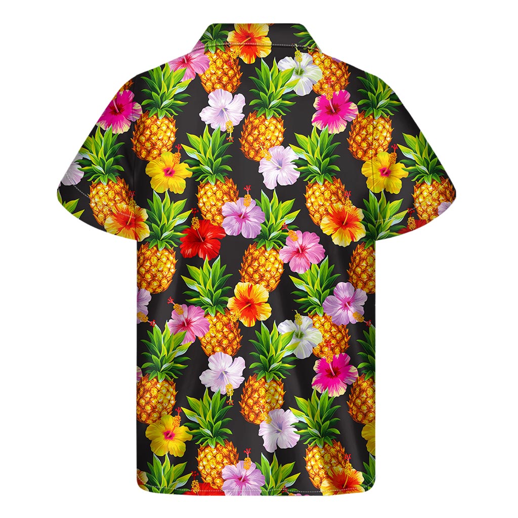 Tropical Vibes: Aloha Hibiscus Pineapple Pattern Hawaiian Short Sleeve Shirt - 2