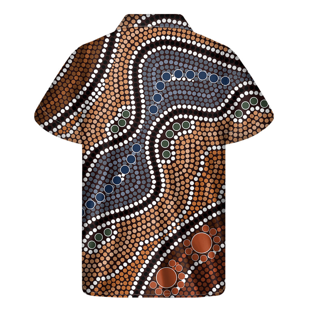 Island Vibes: Hawaiian Short Sleeve Shirt with Australia River Aboriginal Dot Print - 2