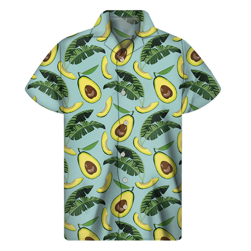 Tropical Vibes: Men's Banana Leaf and Avocado Print Hawaiian Shirt - 1