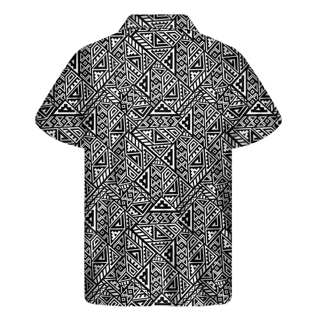Black and White Hawaiian Inspired Men's Short Sleeve Shirt - 2