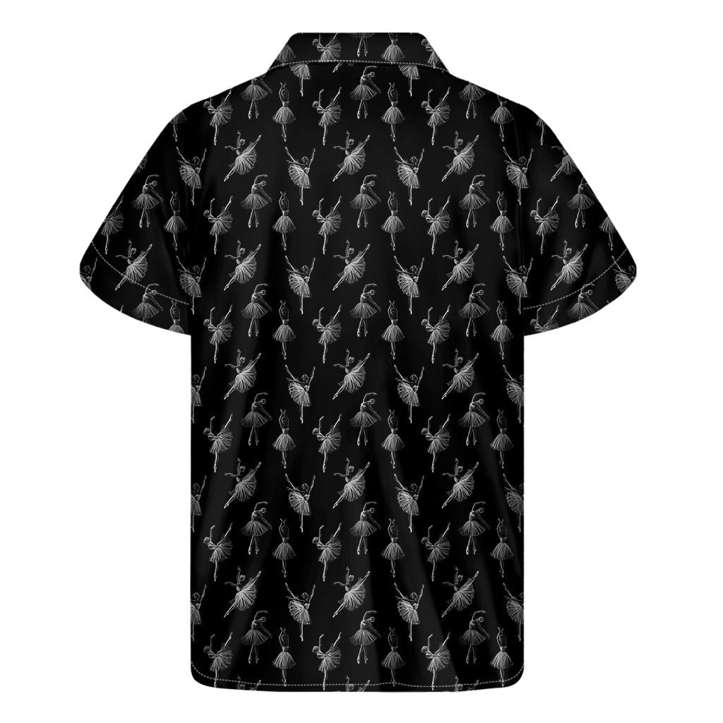Black and White Ballet Pattern Hawaiian Short Sleeve Shirt for Men - 2