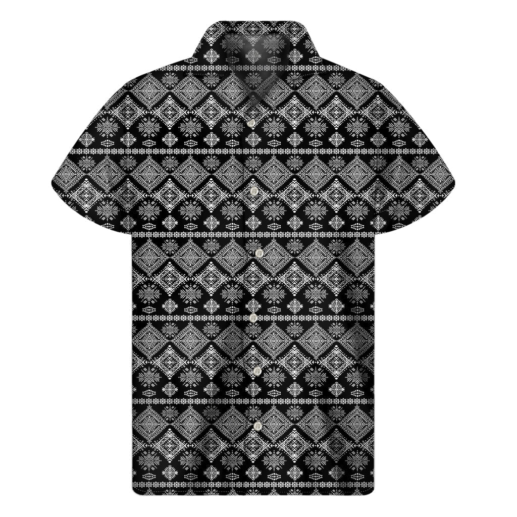 Boho Tribal Print Hawaiian Short Sleeve Shirt - 1