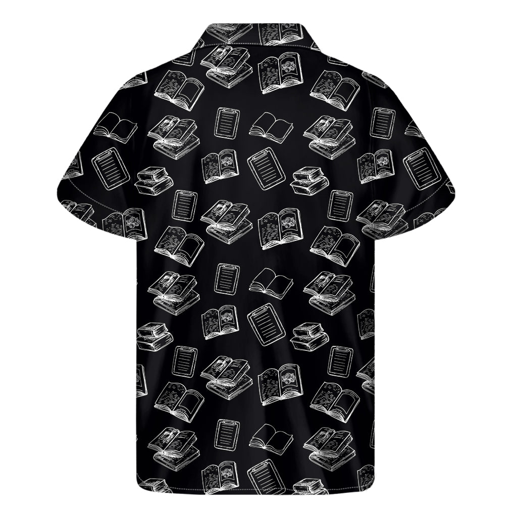 Black and White Palm Print Hawaiian Short Sleeve Shirt - 2