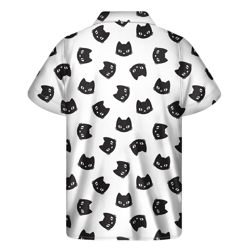 Black and White Cat Print Hawaiian Aloha Shirt - 2