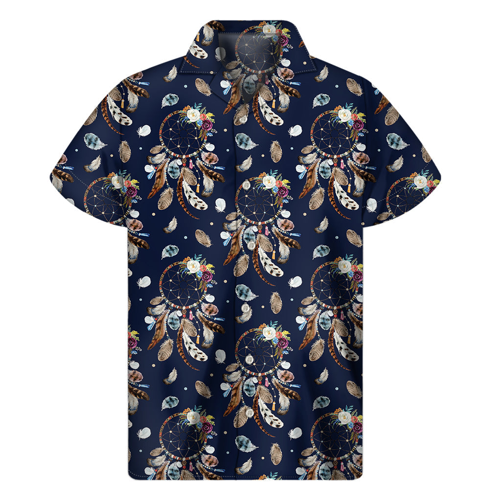 Floral Dream Catcher Hawaiian Print Short Sleeve Shirt - 1