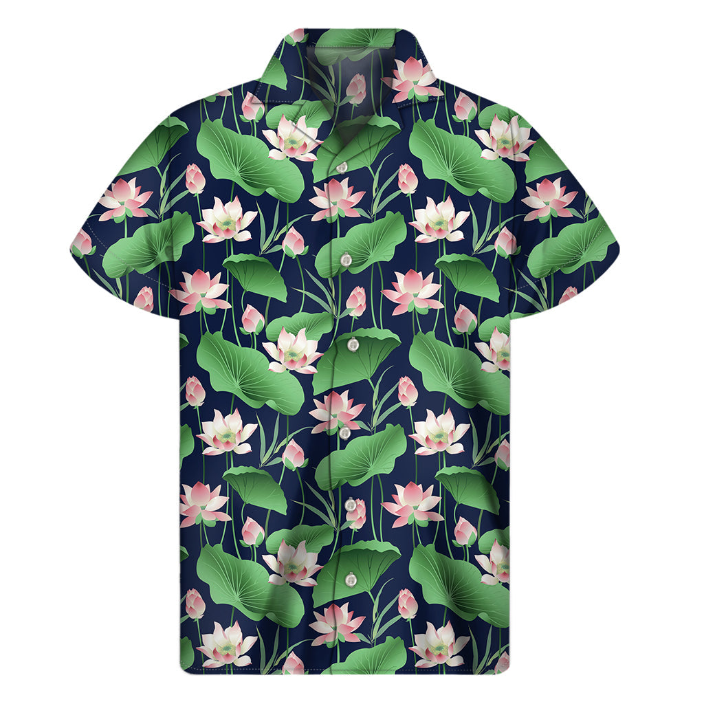 Tropical Vibes: Flower and Leaf Lotus Hawaiian Shirt - 1
