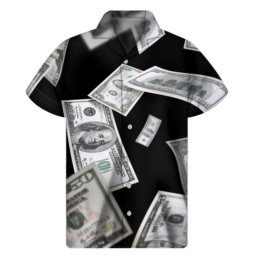 Tropical Vibes: Men's Hawaiian Short Sleeve Shirt with Flying USD Print - 1