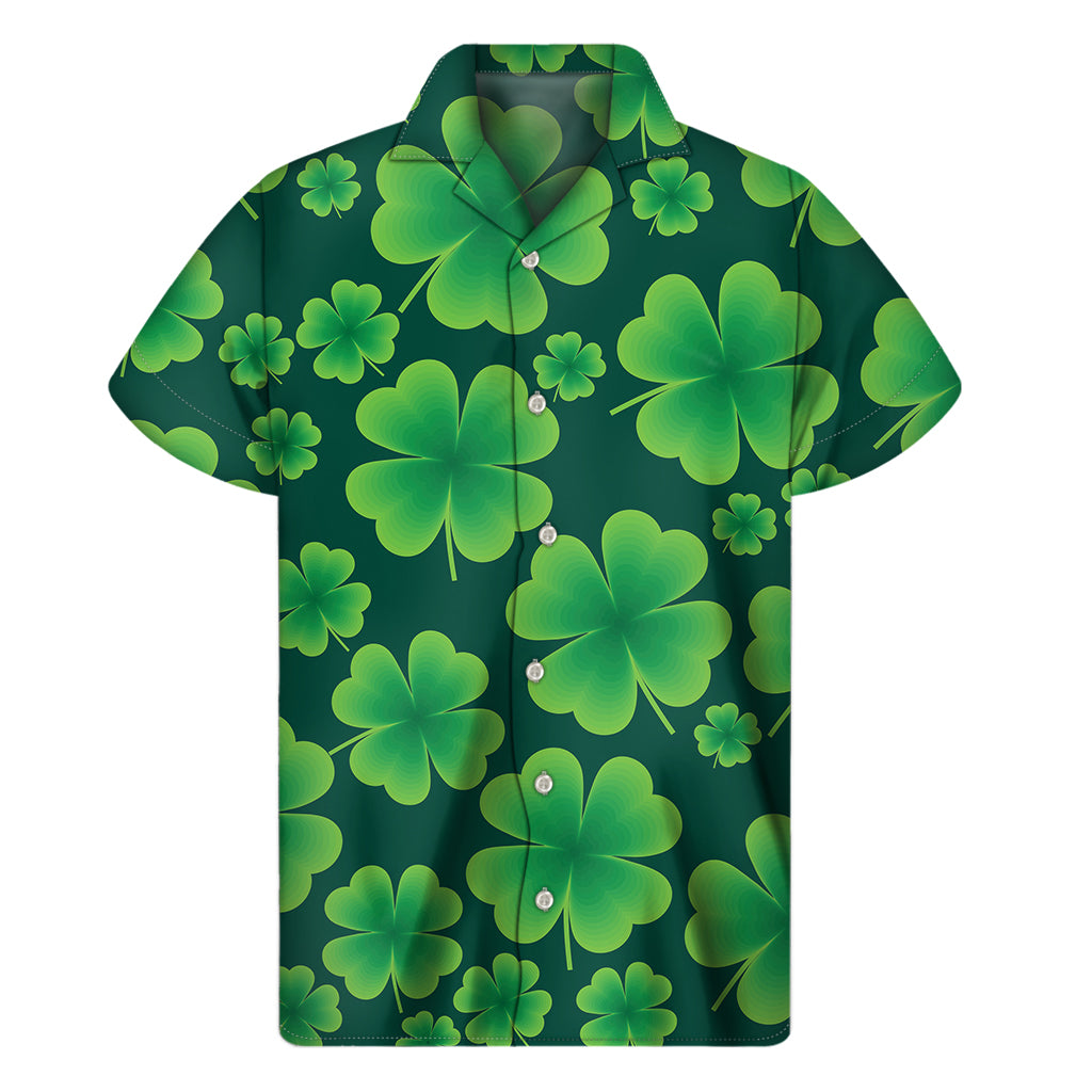 Tropical Vibes: Hawaiian Short Sleeve Shirt for Men with Clover Print - 1