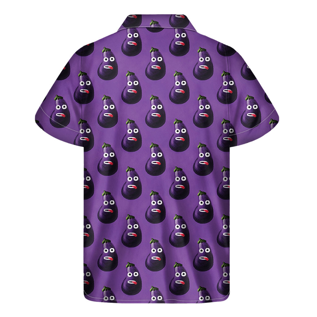 Eggplant Aloha: Men's Hawaiian Short Sleeve Shirt - 2