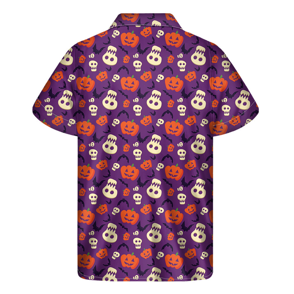 Hawaiian Halloween Pumpkin Pattern Short Sleeve Shirt - 2