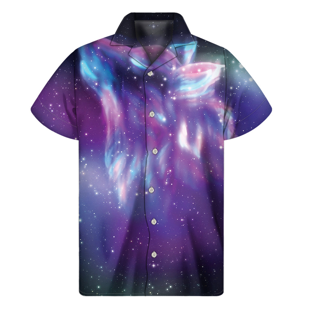 Galaxy Howling Wolf Spirit Hawaiian Short Sleeve Shirt - 1