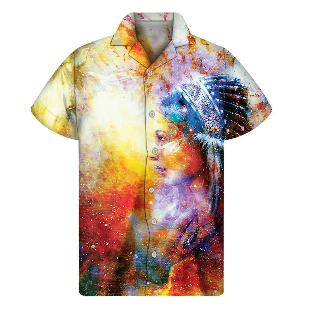 Galaxy Native Hawaiian Print Short Sleeve Shirt for Men - 1