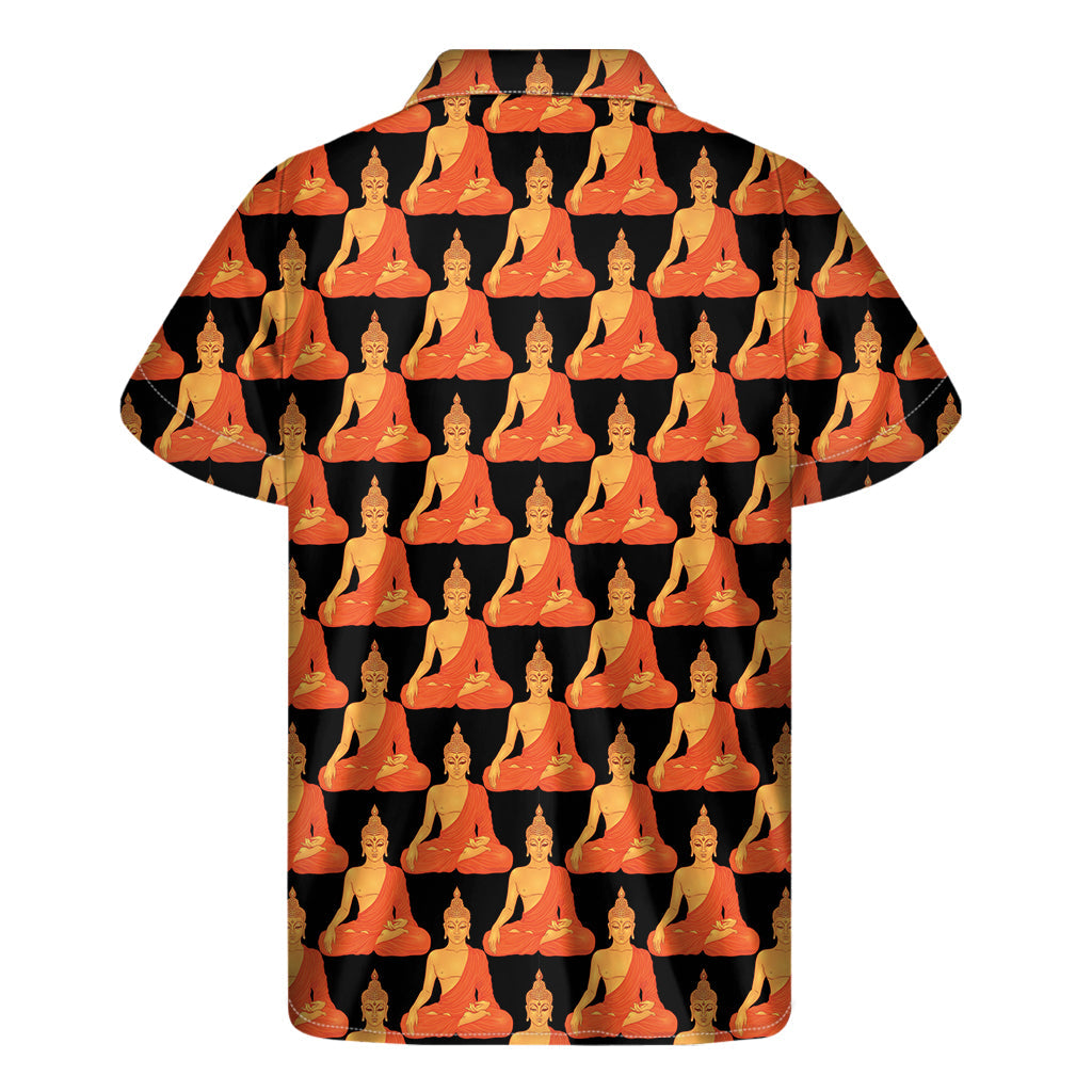 Tropical Tranquility: Men's Hawaiian Short Sleeve Shirt with Gautama Buddha Print - 2
